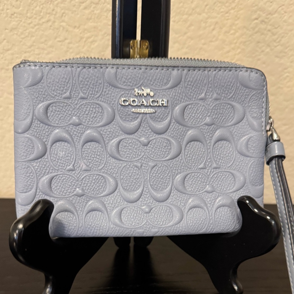 Coach Signature Leather Corner Zip Wristlet (Twilight) - NWOT